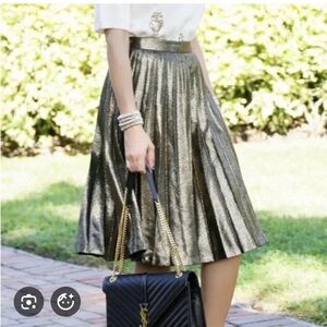 Kate Spade Elegant Gold Pleated Sonny Skirt